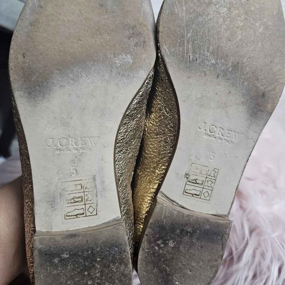 J. Crew Gold Metallic Penny Loafers Flats